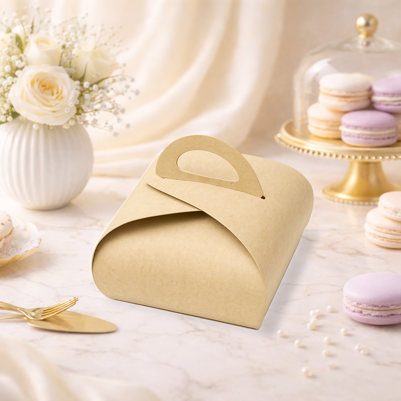Kraft Dome Cake Box with Handle - 8 x 8 x 5