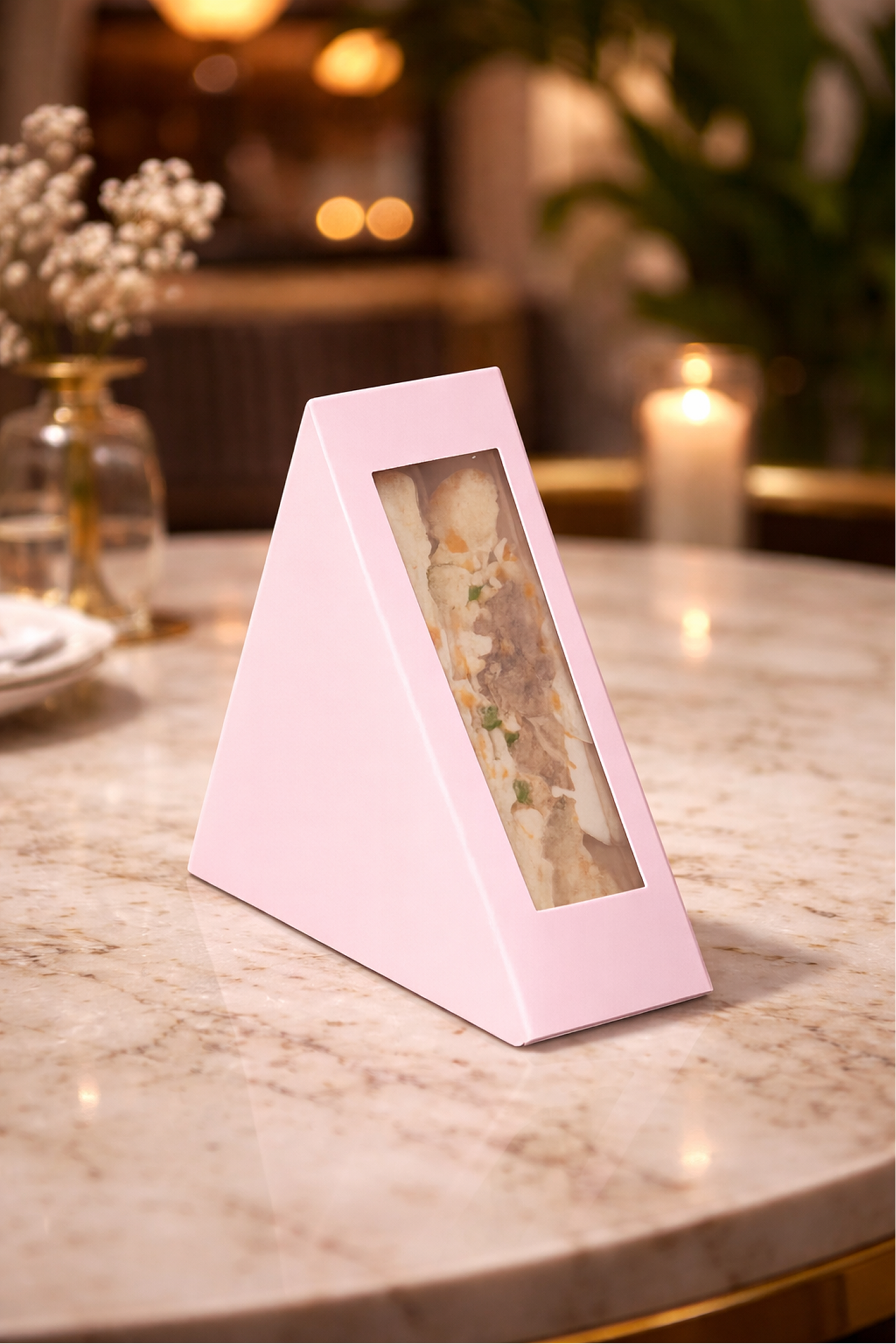 Sandwich Triangle Box With Window-White