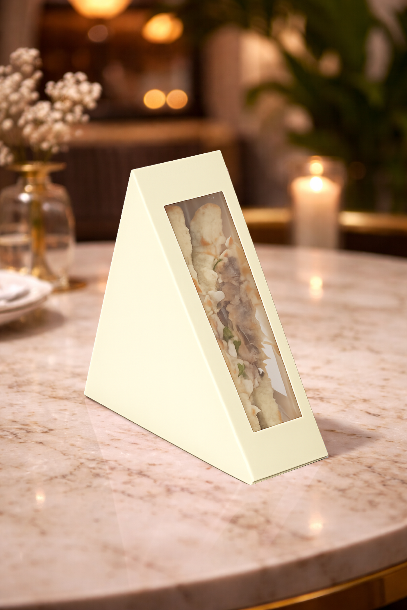 Sandwich Triangle Box With Window-White