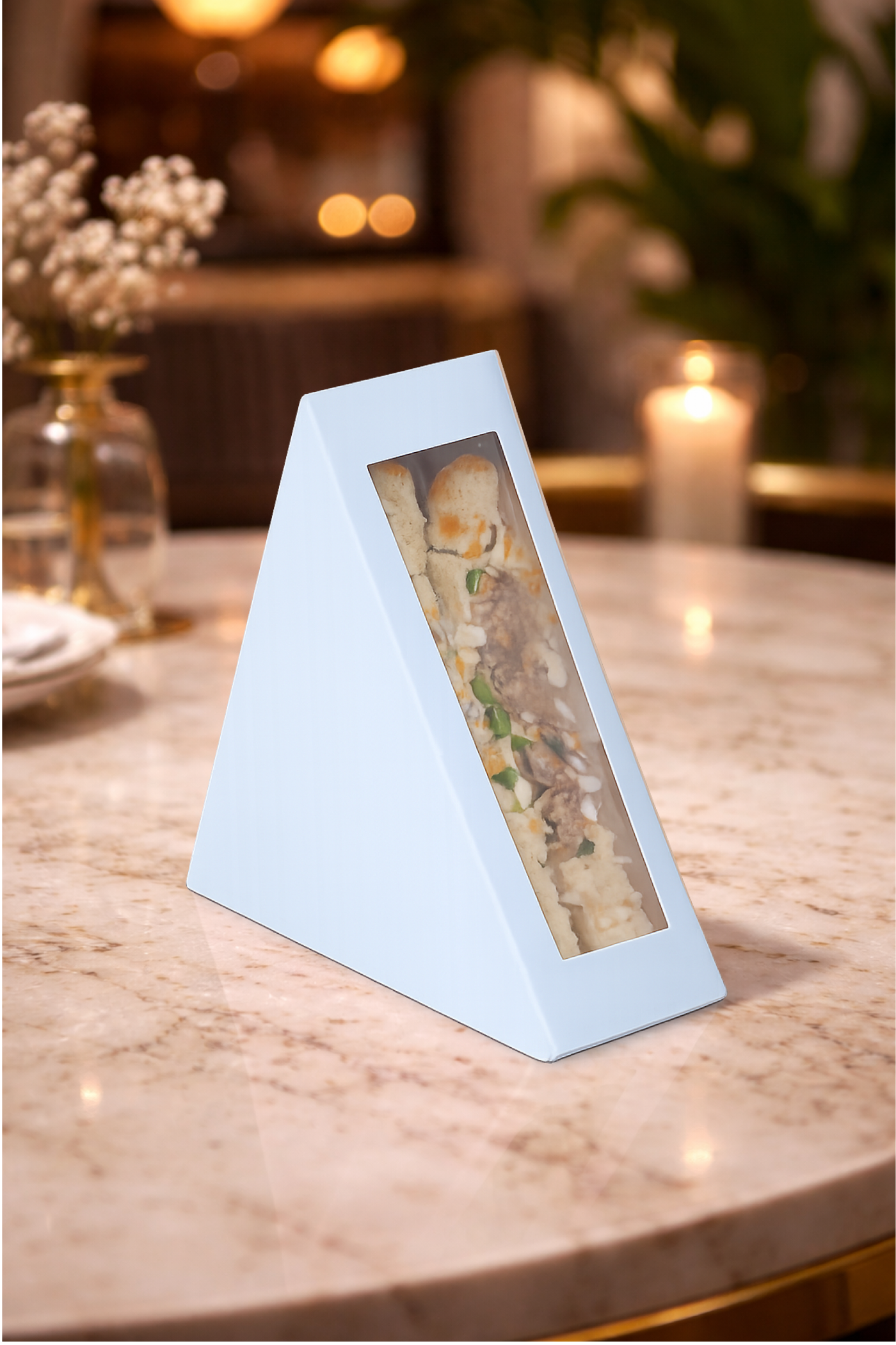 Sandwich Triangle Box With Window-White